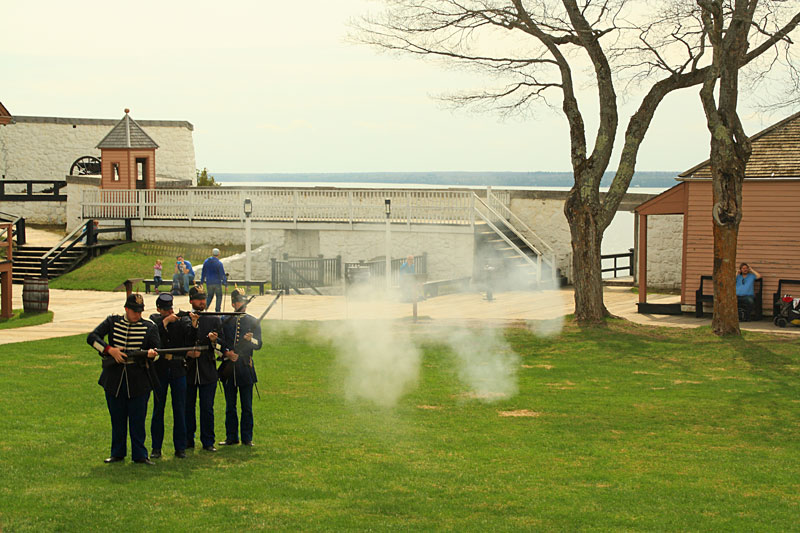 gun firing demonstration at fort mackinac